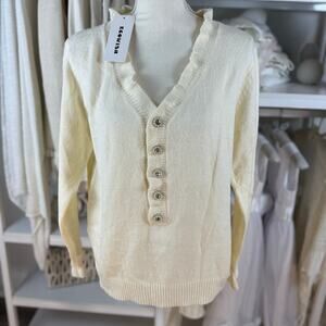 Ecowish Women’s sz. Medium cream popover sweater embellished buttons,  #4308